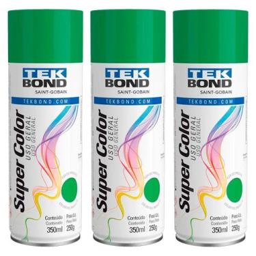 Imagem de Kit 3 Tinta Aerossol Verde 350 Ml/250G  - Tekbond
