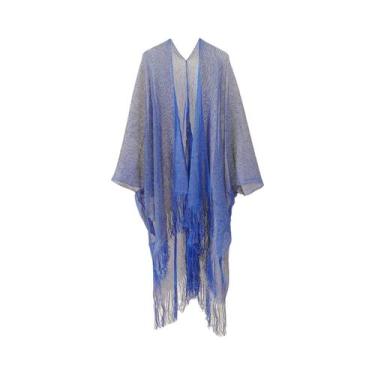 Imagem de Kimono Cardigã Feminino Solto Com Franjas Para Praia E Biquíni - Blusa