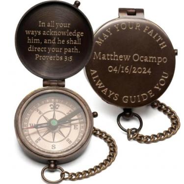 Imagem de Bússola Cristã Personalizada SFdizayn - Presente de Confirmação