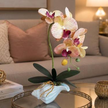 Imagem de Arranjo Orquídea Artificial Vaso Decoração Enfeite Casa 40cm - Genéric