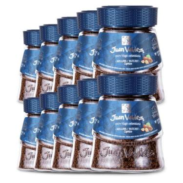 Imagem de Café Solúvel Juan Valdez Sabor Avelã Kit 10 Potes de 95g