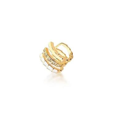 Imagem de Piercing Unitário Três Voltas Esmaltado Branco Banhado a Ouro - VIDIÈ