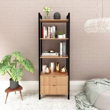 Imagem de Estante de Livros 65CMX184,7cm 2 Gavetas Embaixo Haia Yescasa Laranja/