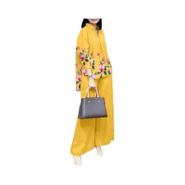 Imagem de Conjunto De Terno Floral Oversize Feminino Com Camisa De Manga Longa E