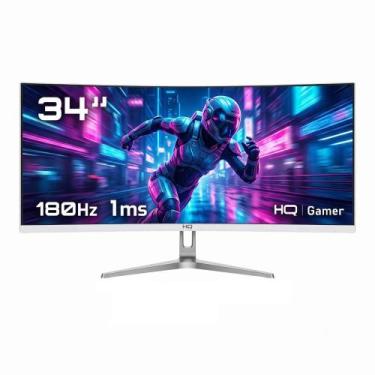 Imagem de Monitor Gamer HQ 34" Branco Curvo 1ms, 180Hz, UltraWide (QHD) - 3440x1