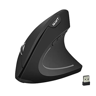 Imagem de 2.4G sem fio vertical mouse ergonômico vertical mouse vertical mouse mouse óptico 3 níveis de DPI ajustáveis/plug & play preto