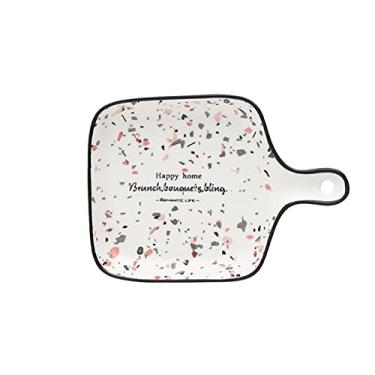 Imagem de GUIPAIHAI Placa de cerâmica estilo fofo para sala massas macarrão café da manhã pratos de cozinha de arroz com alça (cor: A)