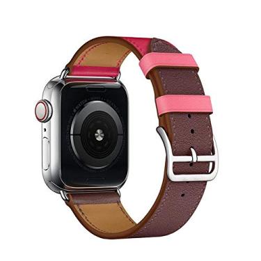Imagem de Pulseira Couro Loop LTIMPORTS, compativel com Apple Watch 46mm Series 11/10, 45mm Series 9/8/7, 44mm Series 6/5/4/SE, 42mm Series 3/2/1 e Apple Watch Ultra 49mm 3/2/1 (Wine/Rose/Pink)
