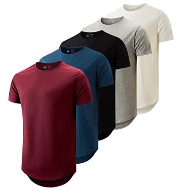 Imagem de Kit 5 Camisetas Masculina Long Line Cotton Oversize by ZAROC (M, Multicolorido)