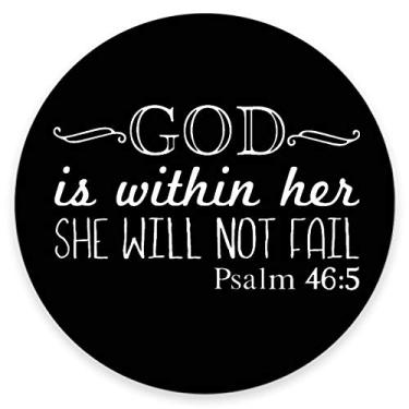Imagem de Amcove Psalm 46:5 God is Within Her,She Will Not Fall- Mouse pad com versículo da Bíblia design personalizado borracha antiderrapante tapete de rato redondo 7,9 x 7,9 x 0,12 polegadas