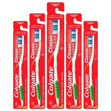 Imagem de Kit 5 Escova De Dentes Colgate Classic Clean Suave