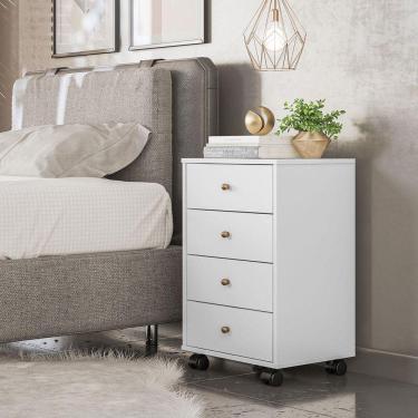 Imagem de Mesa De Cabeceira Presence 4 Gavetas Branco Demóbile - SSX Multicoisas