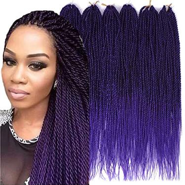 Imagem de Mayloss 6 Pacote/LOTE Senegalese Twist Crochet Tranças de Cabelo Pequeno Fácil Twist Crochet Trança Cabelo 2S Senegalese Twists 14 polegada 18inch 24inch 30 fios/pacote Penteados Para As Mulheres cor (18 polegad, T1B/roxo)
