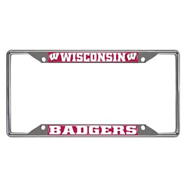Imagem de FANMATS Moldura de placa de licença de metal cromado Wisconsin Badgers 14934, cores do time, 15,8 cm x 31,1 cm