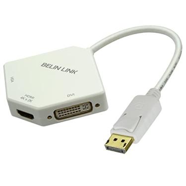 Imagem de Adaptador VGA DVI DP para HDMI VGA DisplayPort para HDMI 4K Adaptador 3 em 1 Display Port para HDMI VGA DVI Conversor macho para fêmea banhado a ouro (formato de diamante), Branco
