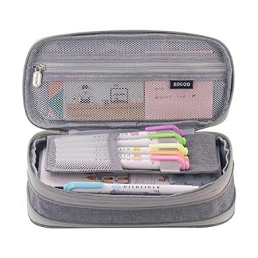 Imagem de Qudai Estojo de lápis de grande capacidade escola papelaria papelaria bolso com zíper para escritório armazenamento doméstico multicamada bolso presente parACrianças crianças estudantes