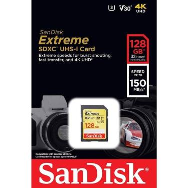 Imagem de Cartão Sd Sdxc Sandisk Extreme 128gb 150mb/s U3 Lacrado Nfe
