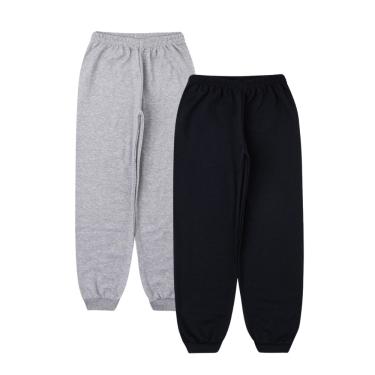 Imagem de Kit 2 un. Calça Moletom Infantil Flanelada com Punho, Juvenil Tradicional