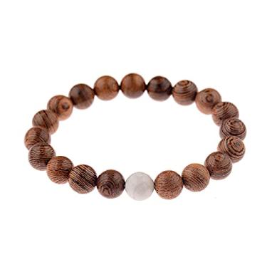 Imagem de Pulseira de ioga de contas de madeira natural de 10 mm masculina elástica budista oração pulseira de buda joia - estilo 8, Cristal