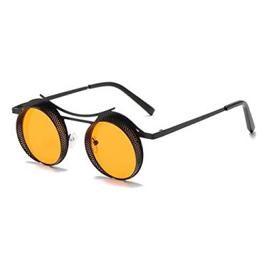 Imagem de Óculos de sol redondos retrô steampunk masculinos femininos estilo armação de metal óculos de sol moda óculos de sol masculinos uv400, c3, tamanho único