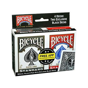 Imagem de 4 Baralhos Bicycle Rider Back Padrão Poker Baralho Preto e Vermelho