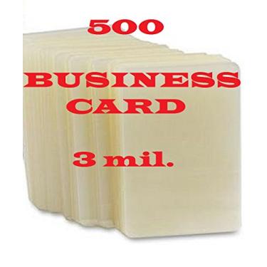 Imagem de Qtd. 500 Bolsas de laminação para cartões de visita, mangas laminadoras quentes de 3,8 mm x 8,9 cm