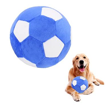 Imagem de Piang Gouer Brinquedos interativos para cães, bola de futebol, bola de brinquedos para cães de pelúcia, brinquedos de quebra-cabeça para cães futebol interno ao ar livre bola alegre para cães, bolas de cachorro para cães médios e grandes brinquedos diâmetro 7,1 polegadas/18 cm