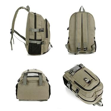 Imagem de Tingpai Mochila portátil pa homens, mochila de viagem de lona, bolsa de zenamento de g nde dade, mochila escolar pa acampamento, caminhada, ciclismo, escola de negócios
