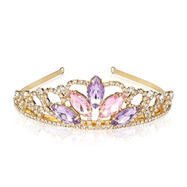 Imagem de Vinjewelry Rapunzel Tiara Tangled Fans Sparkle Gold Crown Birthday Party Tiara Girls Halloween Dress up Gifts