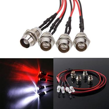 Imagem de ShareGoo 4Leds LED Light Headlights Taillight Kit Accessories Compatible with Traxxas HSP Tamiya Redcat RC4WD Axial SCX10 RC Car Truck Tank Crawler(2 Red +2 White)