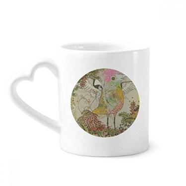 Imagem de Flor pássaro asa Ukiyo-e caneca japonesa café cerâmica copo de coração de vidro