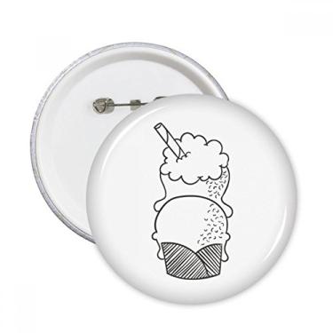 Imagem de Design preto de biscoitos sorvete alfinetes redondos botão crachá decoração de roupas 5 peças presente