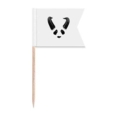 Imagem de Ferocious Part Chifre de panda Bandeiras de palito, marcação de rotulagem para bolo de festa, prato de queijo