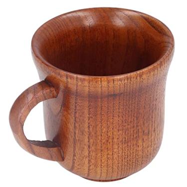 Imagem de Copo de chá para bebidas, caneca de café de madeira ecológica 300 ml com alça para cozinha para casa