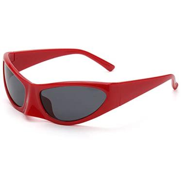 Imagem de Óculos de sol vintage exclusivo olho de gato para mulheres moda cor doce condução óculos de sol masculinos chiques tons de hip hop, cinza vermelho, tamanho único