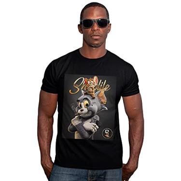 Imagem de Camiseta Tom e Jerry Gangsta Shap Life Money Dinheiro Vida Loka Cor:Preto;Tamanho:GG