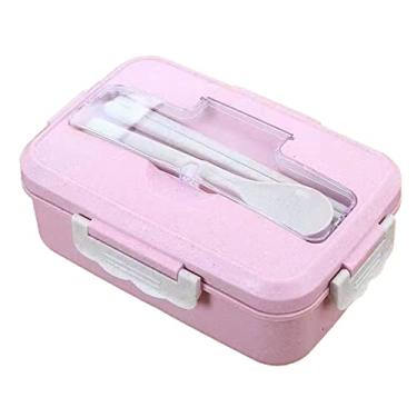 Imagem de Recipientes de Almoço Seguros, Lancheira Com Vários Compartimentos, Micro-ondas e Lava-louças Box Portátil Ecologicamente Correto para Escritório Escolar (Rosa)