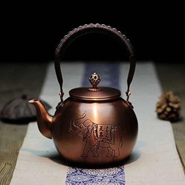 Imagem de Bule De Chá De Cobre Sólido Feito À Mão Chaleira De Fogão Bule De Chá De Cobre Gravado Grosso Chaleira De Fogão Bule De Chá Assobiando Chaleira Para Fogão Infusores De Bule De Chá Para Chá A Grane
