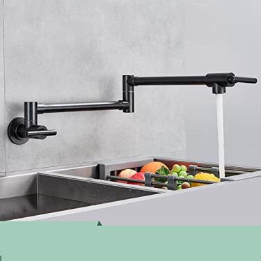 Imagem de Torneira de cozinha dobrável de níquel escovado, montagem na parede, bica giratória dobrável, alça única, torneira de pia de água fria, A7