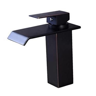 Imagem de Torneira Cascata Banheiro Misturado Pia Baixa Luxo T6006 Preta Luuk Young