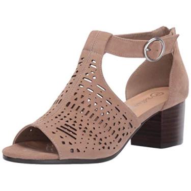 Imagem de Bella Vita Sandália feminina Bella Vita Finn recortada com zíper nas costas, Couro de camurça amêndoa, 41