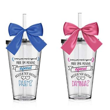 Imagem de Kit 2 Copos Lembrancinha com Laço para Pajem e Daminha Acrílico