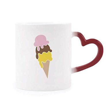 Imagem de Rosa marrom amarelo sorvete doce sensível ao calor caneca vermelha muda de cor