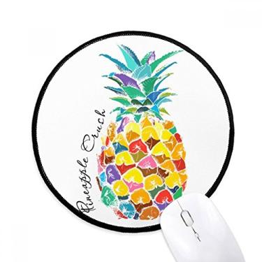 Imagem de Mousepads redondos antiderrapantes para aquarela com abacaxi, frutas tropicais, bordas costuradas pretas, presente de escritório