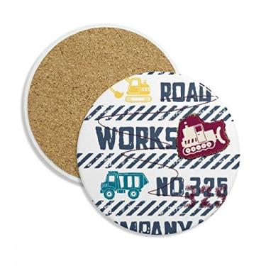 Imagem de Caneca de porta-copos com padrão de número de estrada de coração com pedra absorvente de proteção de mesa