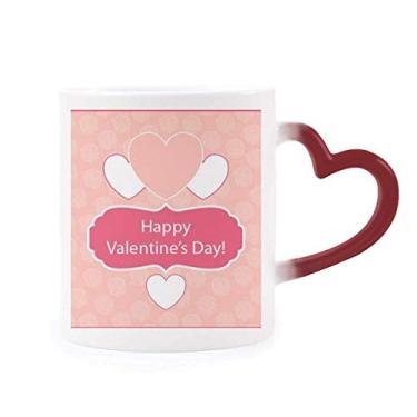 Imagem de Caneca rosa e branca do Dia dos Namorados sensível ao calor Caneca vermelha muda de cor