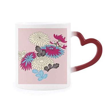 Imagem de Caneca com pintura de cultura japonesa rosa sensível ao calor vermelha muda de cor