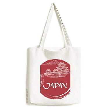 Imagem de Bolsa de lona com bandeira nacional do Japão e templo vermelho bolsa de compras casual
