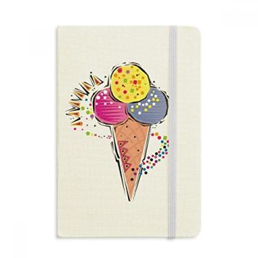 Imagem de Caderno de ilustração com elemento de bola de sorvete azul e amarelo vermelho oficial de tecido capa dura diário clássico