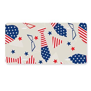 Imagem de DIYthinker Placa de licença de vidro com bandeira dos EUA para decoração de carro em aço inoxidável